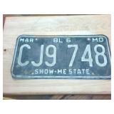 Vintage 1980 Embossed License Plate from Missouri  BL6 Show me State
