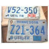 Lot of 7 Vintage Minnesota Embossed Trailer License plates from  early 80
