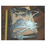 Heavy Gauge Metal Cut Out Wall Hanger Minnesota with Fish