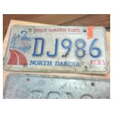 North Dakota Embossed Vintage License Plates Matching Set  Mid 80s