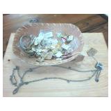 Large Lot of Costume Jewelry with Handmade Birchbark Carrying Case