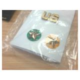 Vintage Round Mirror and military pins