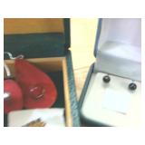 Rolex Box (real) with sets of earrings  hat pins -  and Owl Piece