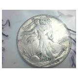 2 coins  1943-s Silver Walking Liberty Half Dollar plus one unknown year worn half Dollar Piece  one dollar face value