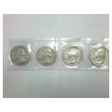 Lot of 4 Pre-1965 Washington Silver Quarters Years of 1961- 1962 -1963 -1964  One dollar Face Value