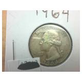 4 coins  1964 Silver Washington Quarters  one dollar face