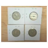 4 coins  1964 Silver Washington Quarters  one dollar face