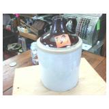 Vintage Jug  Ceramic with brown glaze in good condition  12 inches tall