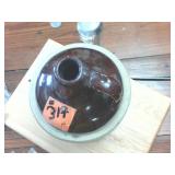 Vintage Jug  Ceramic with brown glaze in good condition  12 inches tall