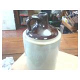 Vintage Jug  Ceramic with brown glaze in good condition  12 inches tall