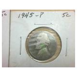 2 coins  Silver Nickels from War Era -  1945-P and 1943-P