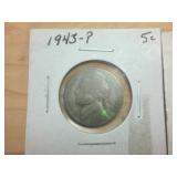 2 coins  Silver Nickels from War Era -  1945-P and 1943-P
