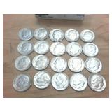 Tube of 20 silver dimes  Pre-1965 silver Roosevelt dime collection  2 dollars face value