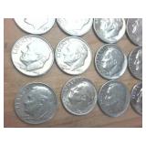 Tube of 20 silver dimes  Pre-1965 silver Roosevelt dime collection  2 dollars face value