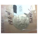 2 coins  1964 Silver Kennedy Half Dollars  one dollar face value