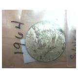 2 coins  1964 Silver Kennedy Half Dollars  one dollar face value