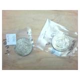 2 coins  1964 Silver Kennedy Half Dollars  one dollar face value