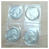 4 silver coins total  Pre-1965 Washington Quarters  1 dollar face value
