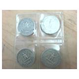 4 silver coins total  Pre-1965 Washington Quarters  1 dollar face value