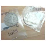 2 coins - Franklin half dollars each are 1962D -  one dollar face value