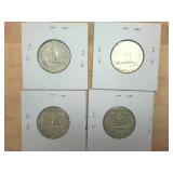 4 coin lot  1964D Silver Washington Quarters  one dollar face value