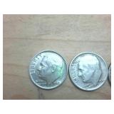 5 coin lot  Silver Roosevelt Dimes pre  1965  50 cent face value in nice, bright condition