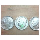 5 coin lot  Silver Roosevelt Dimes pre  1965  50 cent face value in nice, bright condition