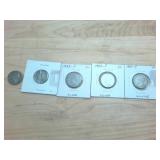 5 coin lot  War Era Silver Nickels from 1943