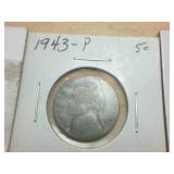 5 coin lot  War Era Silver Nickels from 1943