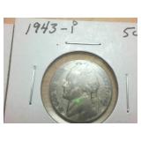 5 coin lot  War Era Silver Nickels from 1943