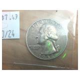 4 coin lot  pre 1965 Silver Washington Quarters  one dollar face value