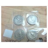 4 coin lot  pre 1965 Silver Washington Quarters  one dollar face value