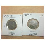 2 War Era 1944 Silver Jefferson Nickels