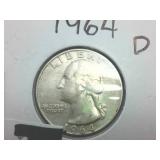 4 coin lot  1964 Silver Washington Quarters  one dollar face value