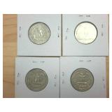 4 coin lot  1964 Silver Washington Quarters  one dollar face value