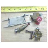 WWI Very Cool and Unique Metal Soldier Toys  Including a stretcher!
