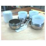 Vintage Set of Silver Plated cups with ceramic Monopoli inserts