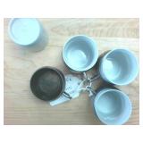 Vintage Set of Silver Plated cups with ceramic Monopoli inserts