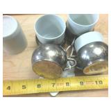 Vintage Set of Silver Plated cups with ceramic Monopoli inserts