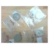 4 coin lot  1964 Silver Washington Quarters  one dollar face value