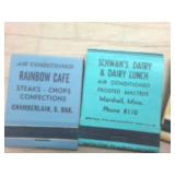 First National Bank of Milaca Money bag plus collectible local matchbooks  Vintage including  Rainbow Cafe  Schwans  Cottage  New Standard Oil and more!