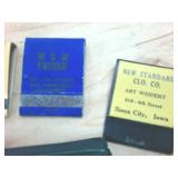 First National Bank of Milaca Money bag plus collectible local matchbooks  Vintage including  Rainbow Cafe  Schwans  Cottage  New Standard Oil and more!