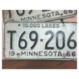 Pair of Matching 1966 Embossed Minnesota License Platees