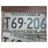 Pair of Matching 1966 Embossed Minnesota License Platees
