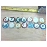 D and U Vintage High Quality Poker Chips  Large Lot of 14 total