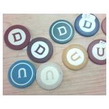 D and U Vintage High Quality Poker Chips  Large Lot of 14 total