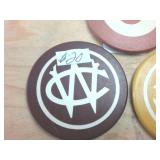 Vintage WC Casino Poker Chips (rare)  5 total
