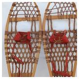 Functional Wooden Snow Shoes from Denver Co (made in Canada)  Leather, wood and sinew  48 inches long 12 inches wide