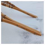 Functional Wooden Snow Shoes from Denver Co (made in Canada)  Leather, wood and sinew  48 inches long 12 inches wide