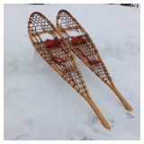 Functional Wooden Snow Shoes from Denver Co (made in Canada)  Leather, wood and sinew  48 inches long 12 inches wide